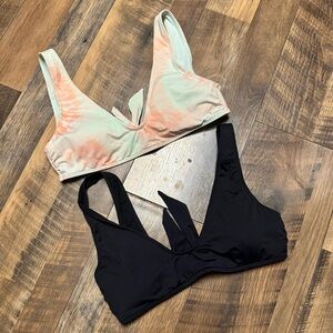 Roxy bundle: Tie-Dye Mint & Coral Bikini Top + Black Bikini Top